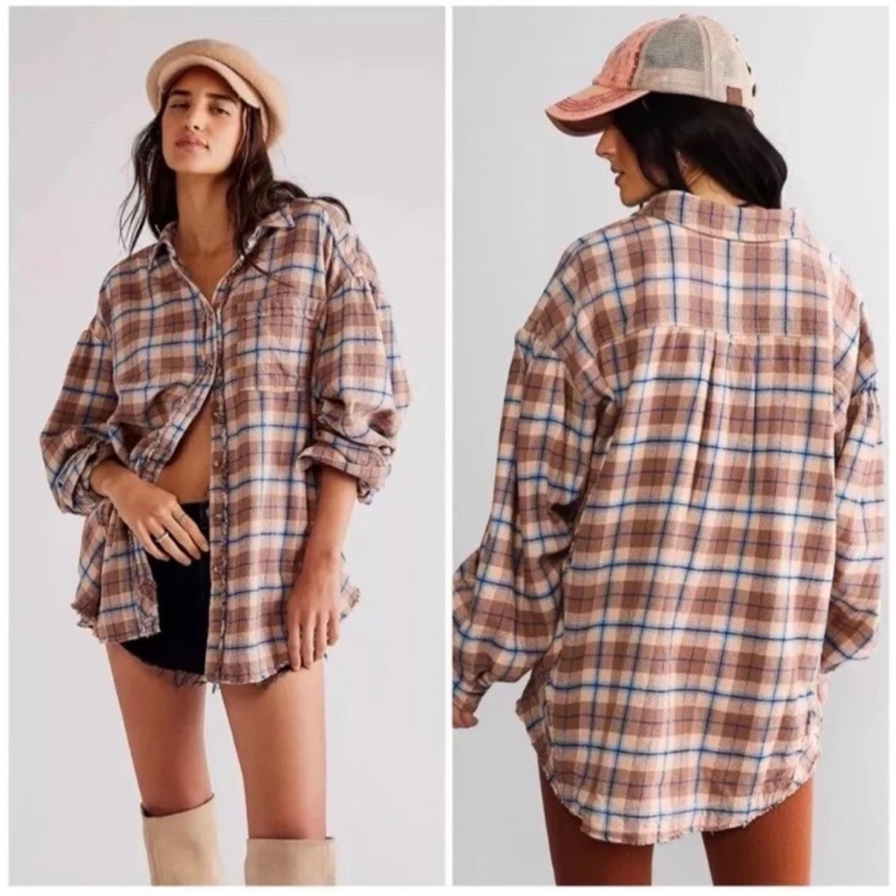 Free People Happy Hour Plaid Shirt
